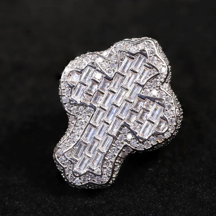 Diamant Kors Iced Out Ring