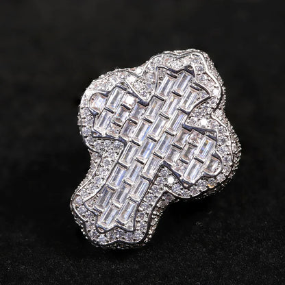 Diamant Kors Iced Out Ring