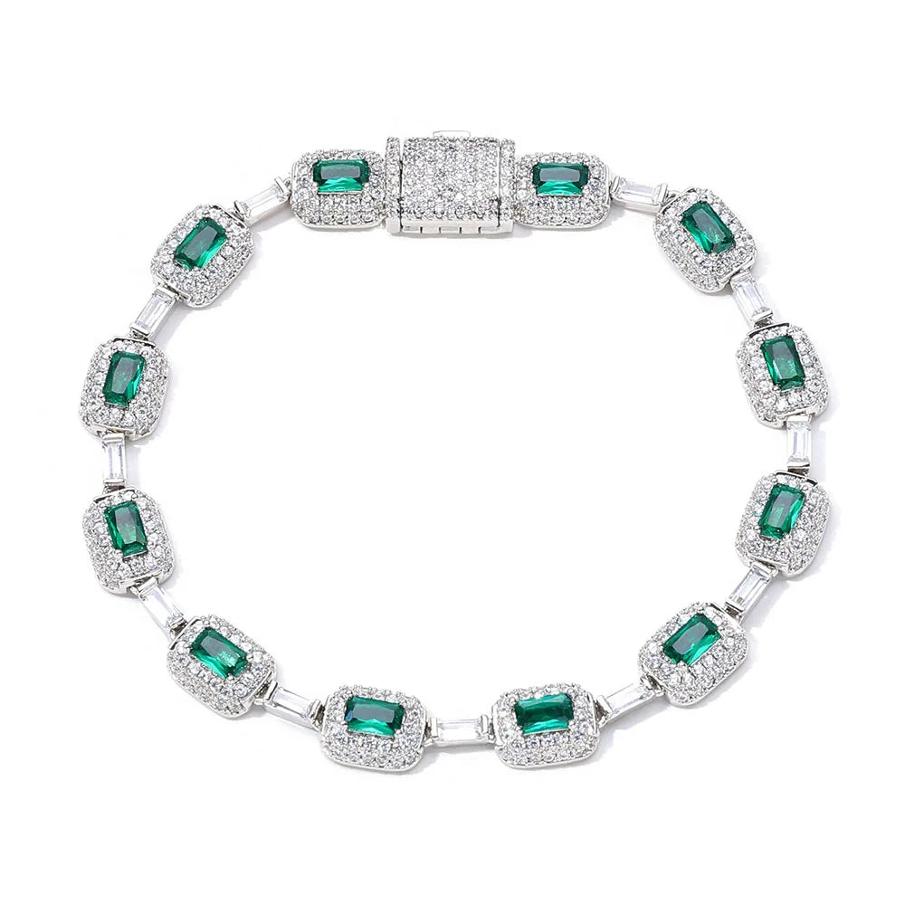Gröna Baguette Emerald Zircon Armband