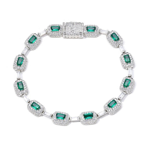 Gröna Baguette Emerald Zircon Armband