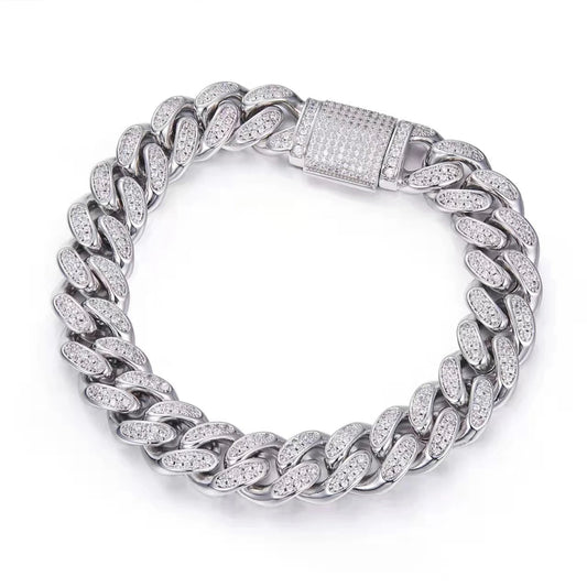 12MM Dubbelrad Full Diamant Miami Cuban Armband