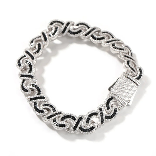 12mm Svart Iced Out Armband