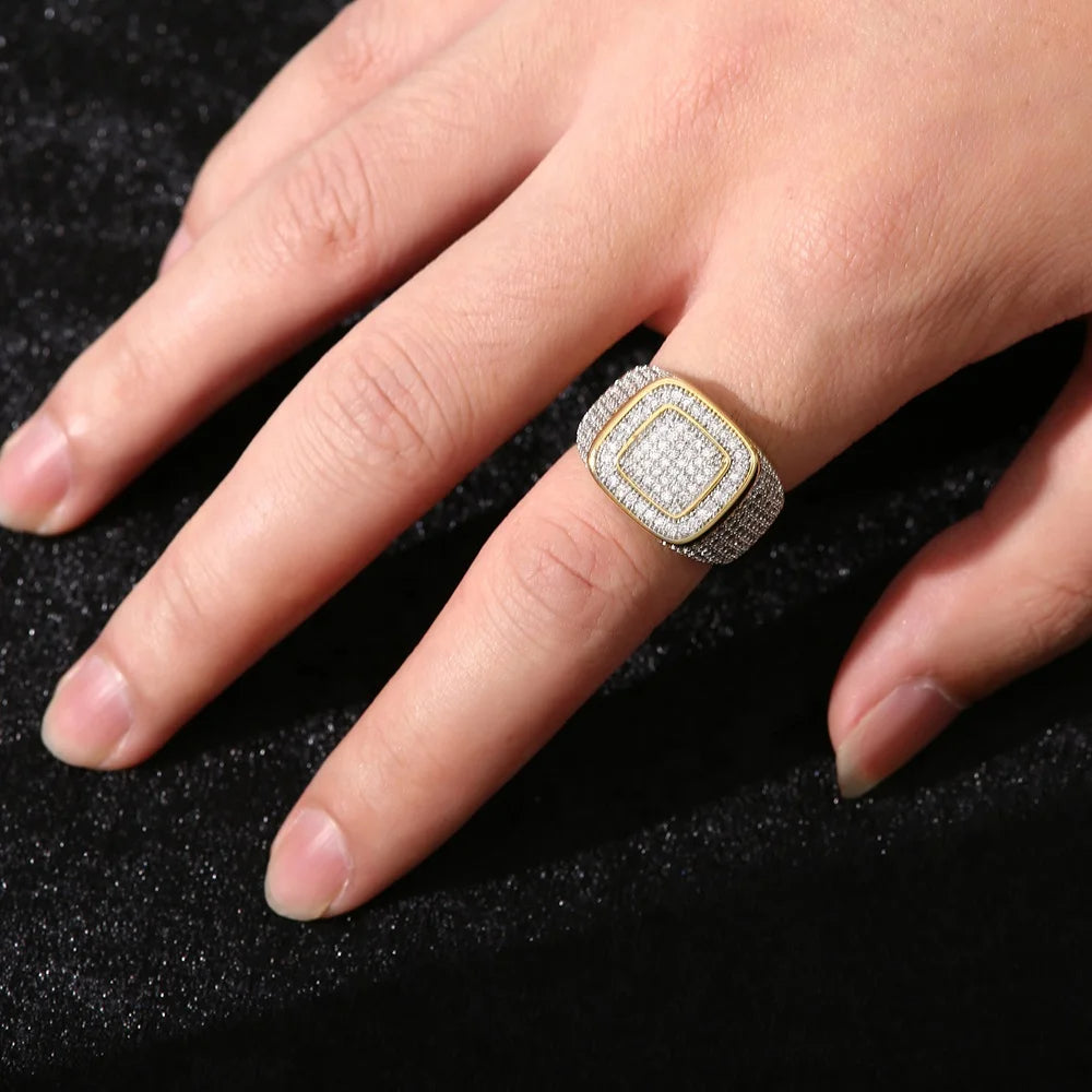 Guld Signet Iced Out Ring