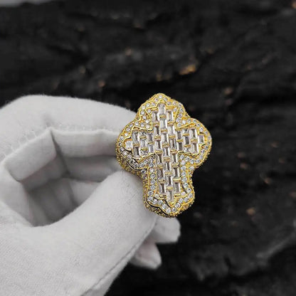 Diamant Kors Iced Out Ring