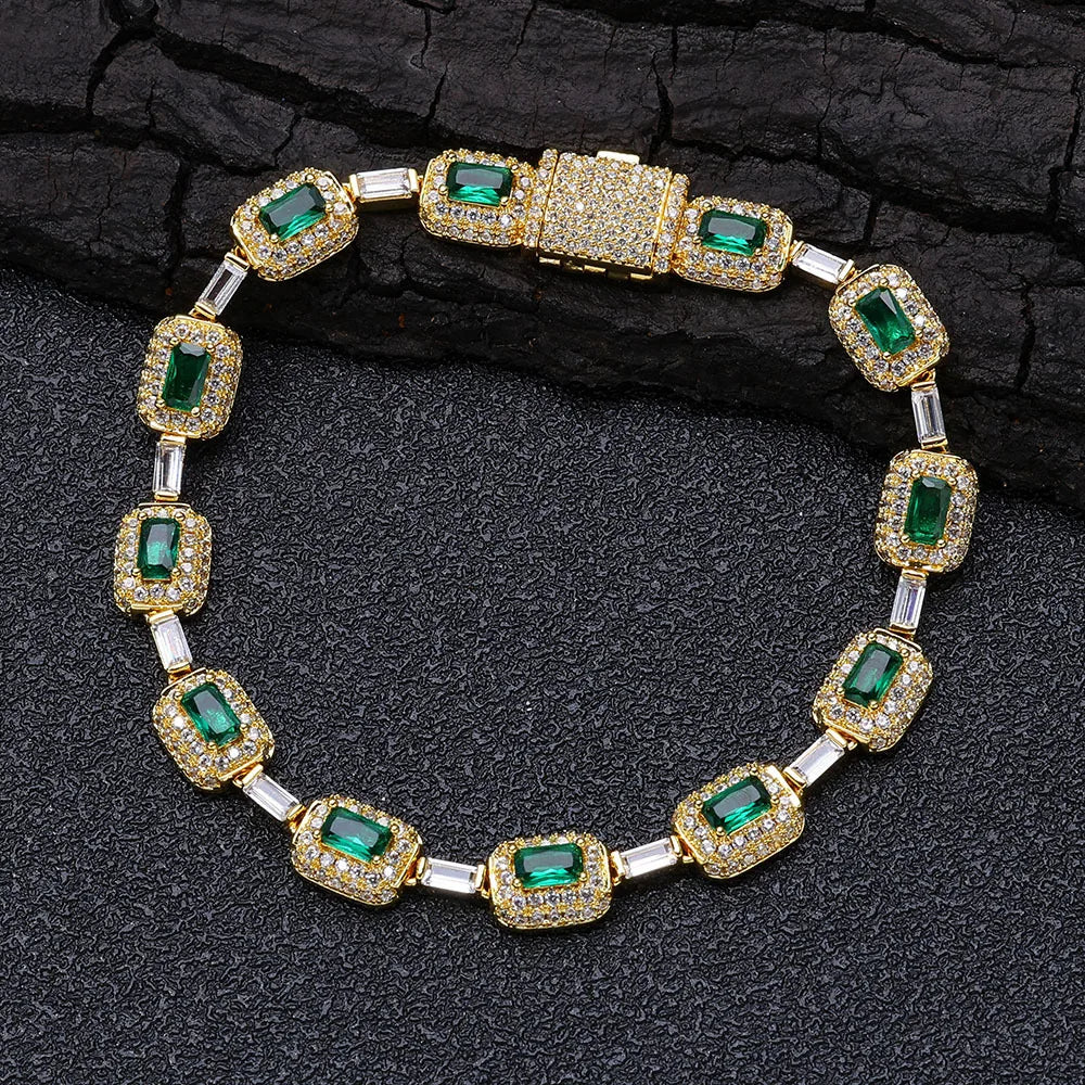 Gröna Baguette Emerald Zircon Armband