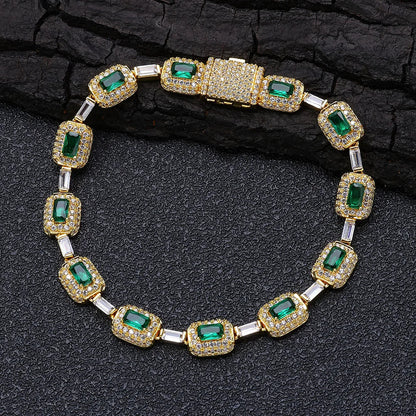 Gröna Baguette Emerald Zircon Armband