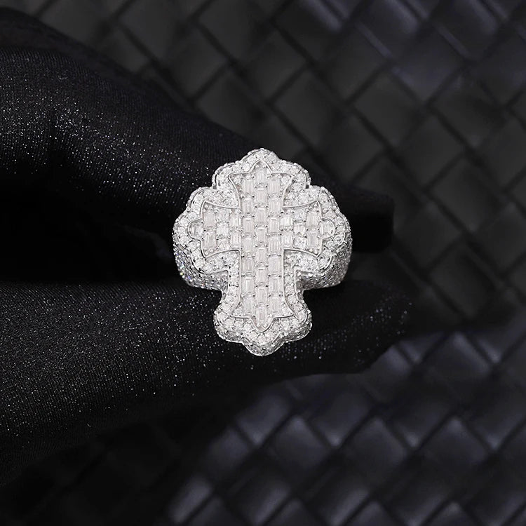 Diamant Kors Iced Out Ring