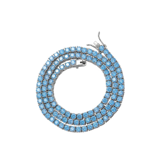 4mm Blå Topaz Tennis Halsband