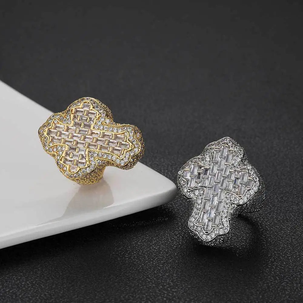 Diamant Kors Iced Out Ring