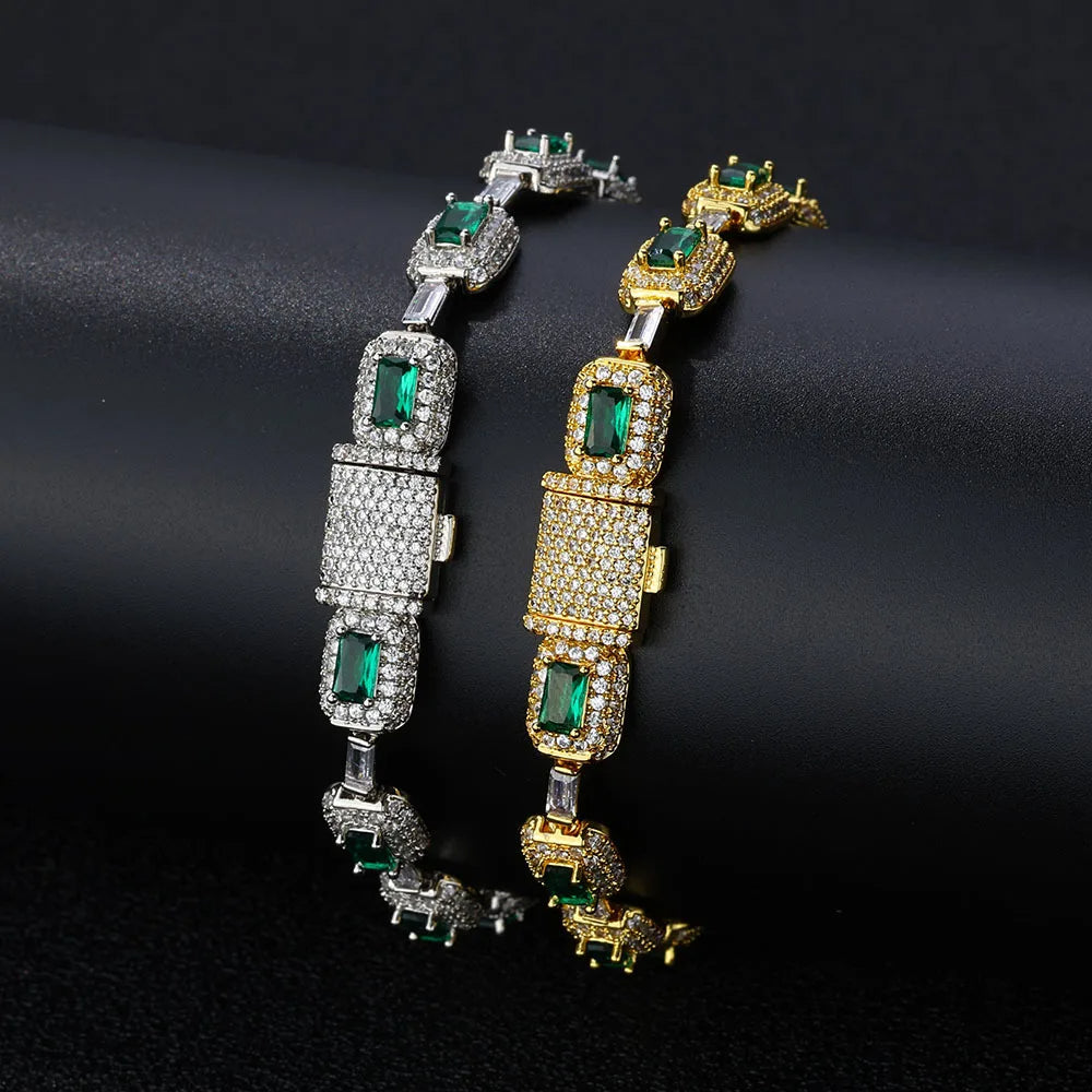 Gröna Baguette Emerald Zircon Armband