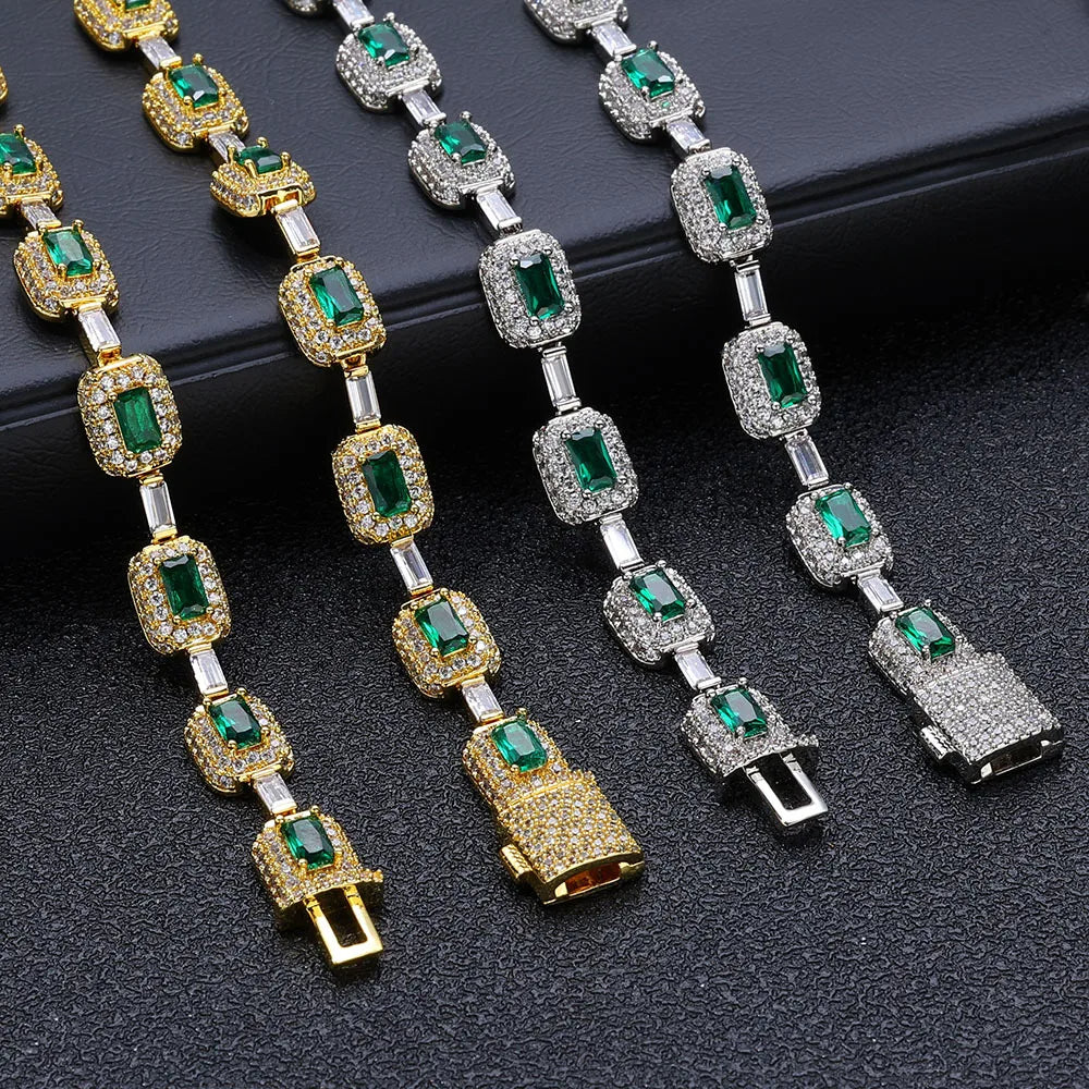 Gröna Baguette Emerald Zircon Armband