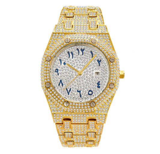 Kantig Iced out Klocka