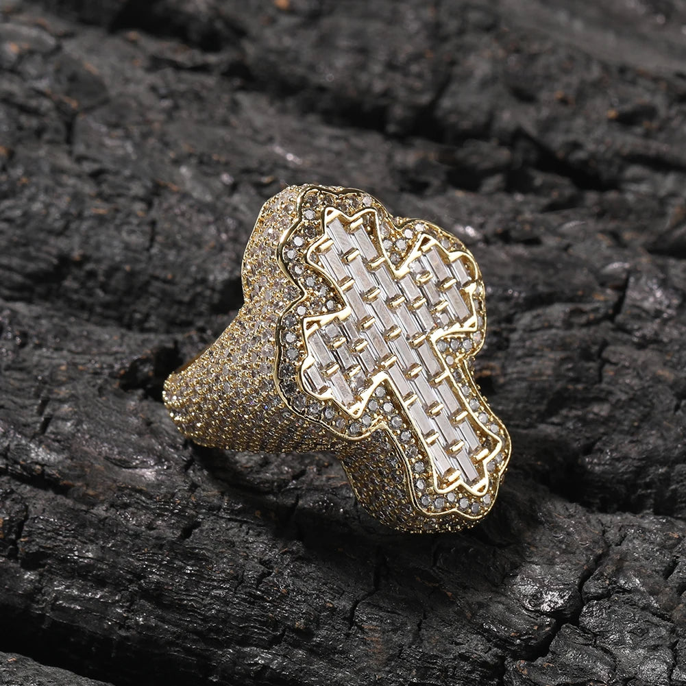 Diamant Kors Iced Out Ring