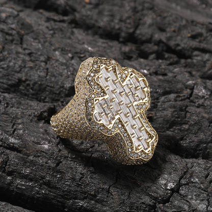 Diamant Kors Iced Out Ring