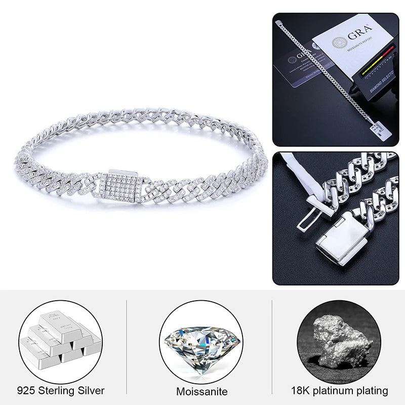6mm Moissanite Diamant Cuban Armband