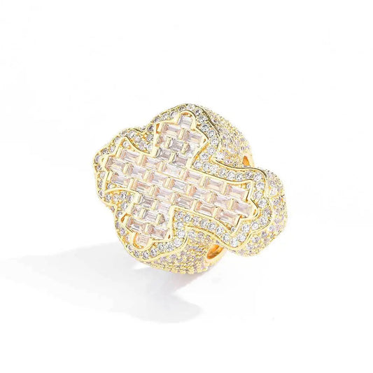 Diamant Kors Iced Out Ring