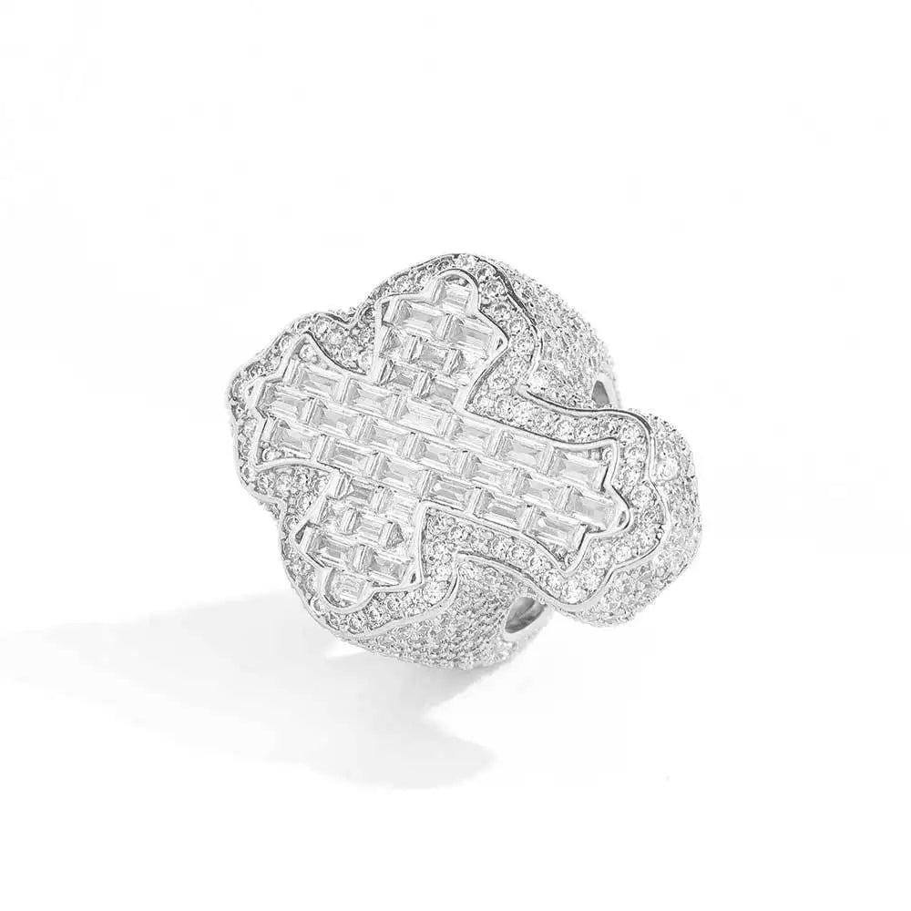 Diamant Kors Iced Out Ring